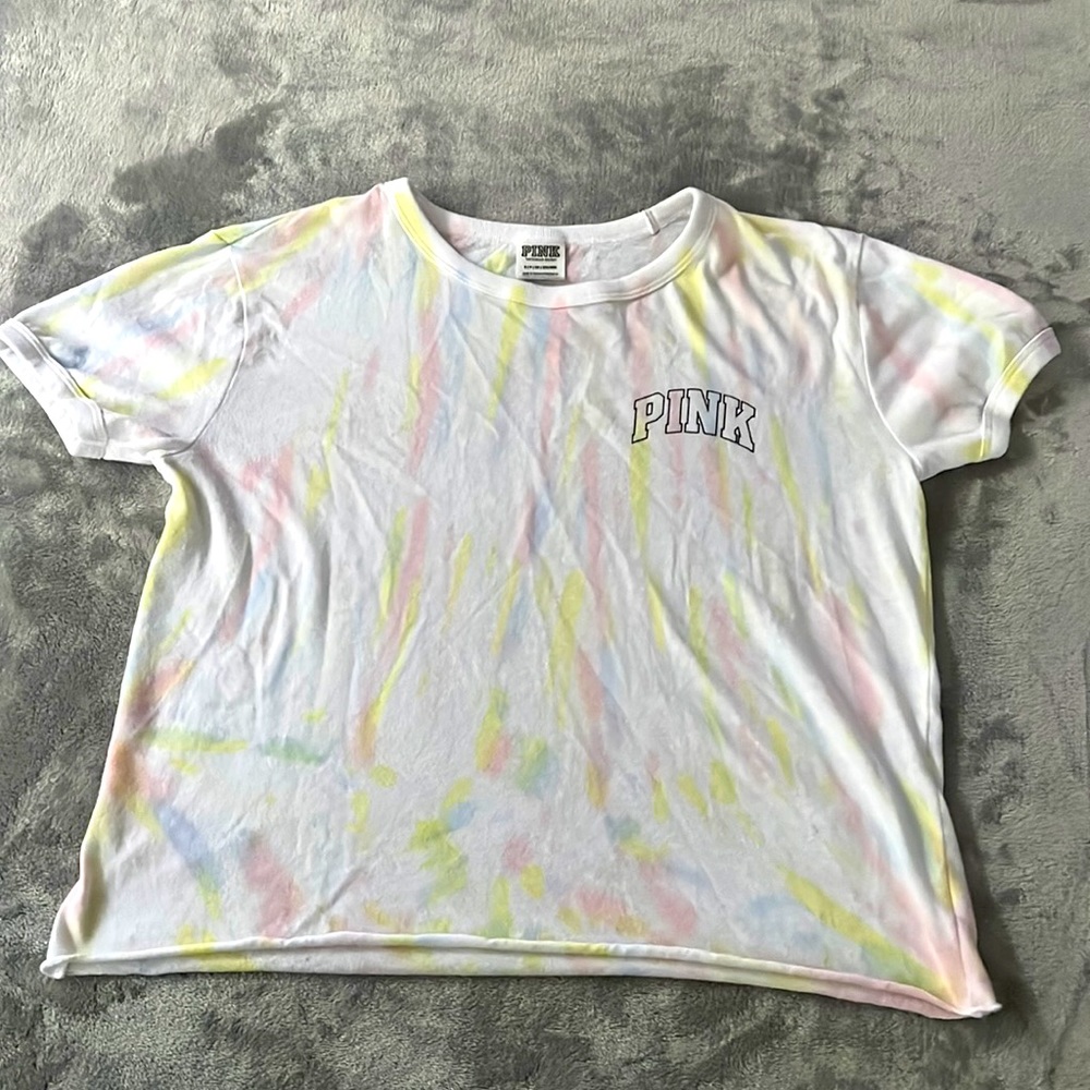PINK Colorful Cropped Tee